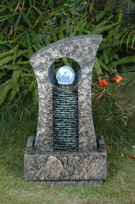 Fontaine d'Extérieur Boule de Cristal et Mur d'Eau - Lumière